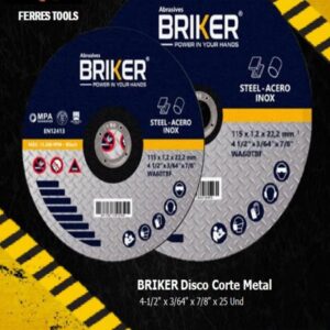ft briker disco de corte metal 4 1 2in x 3 64in x 7 8in x 25 un