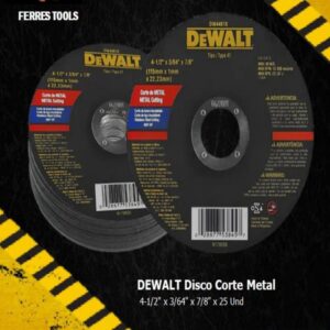 ft dewalt disco de corte metal 4 1 2in x 3 64in x 7 8in x 25 un