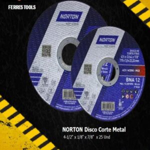 ft norton disco de corte metal 4 1 2in x 1 8in x 7 8in x 25 und