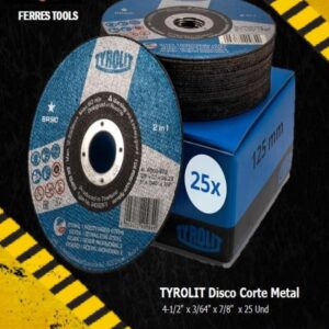 ft tyrolit disco de corte metal 4 1 2in x 3 64in x 7 8in x 25 u